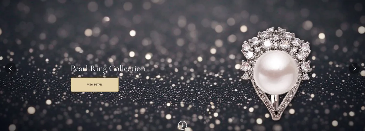 Home page of a jewellery e-commerce site